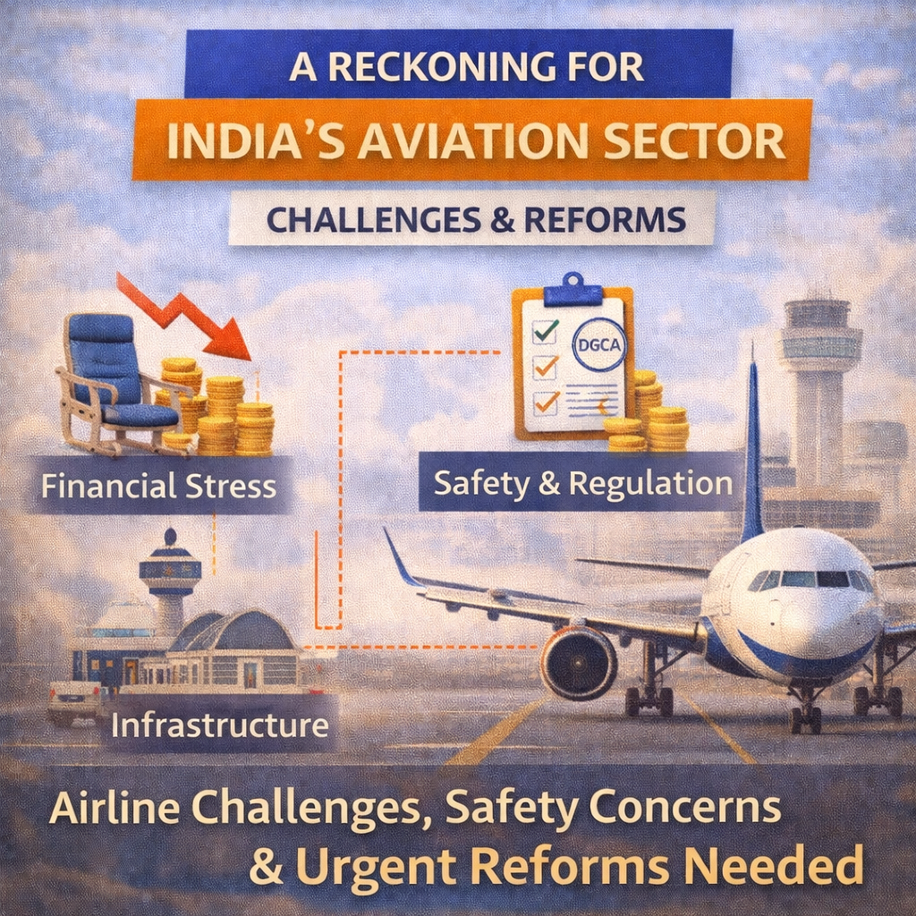 India aviation sector challenges and reforms analysis for UPSC GS Paper 3