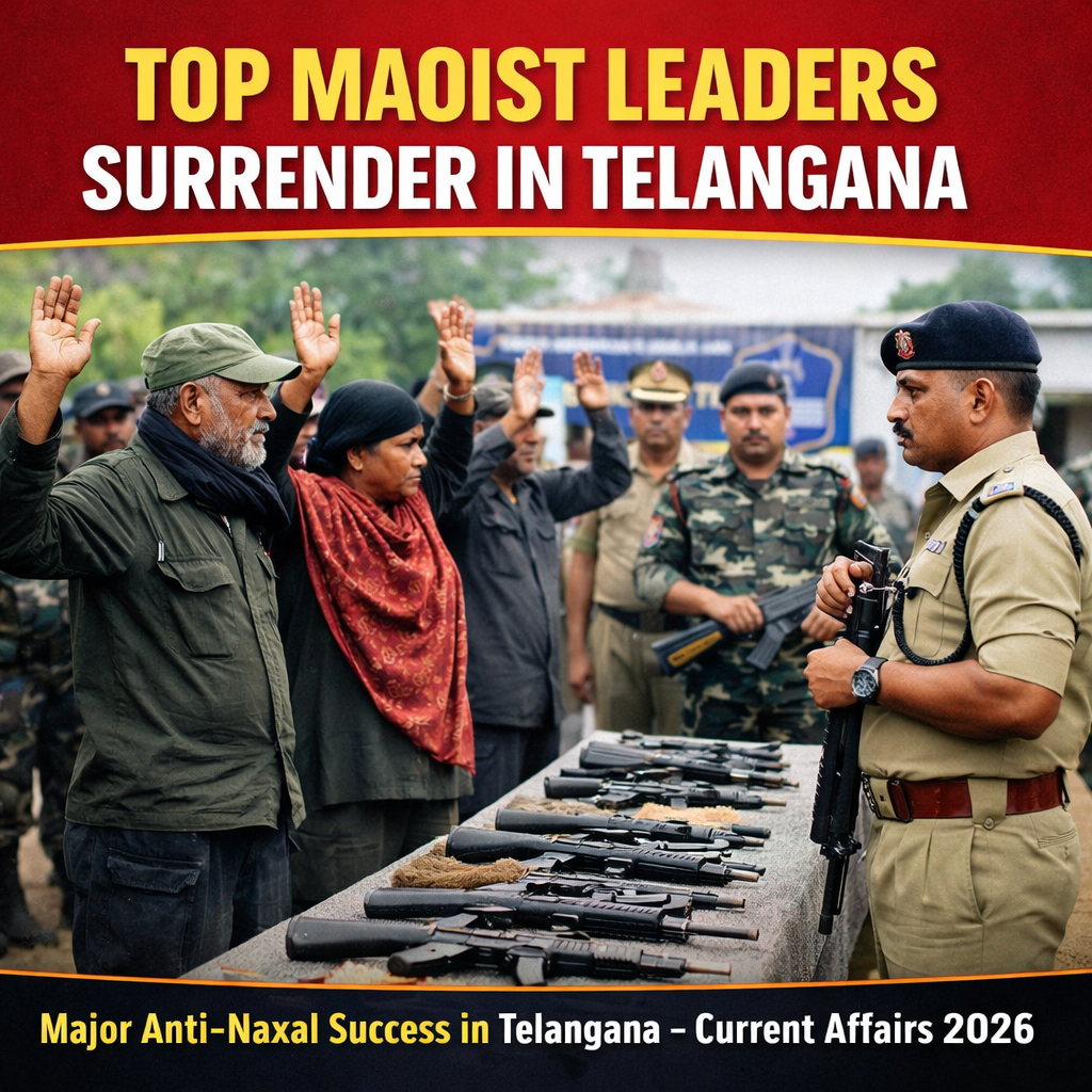 Top Maoist leaders surrender before Telangana Police in major anti-Naxal operation 2026