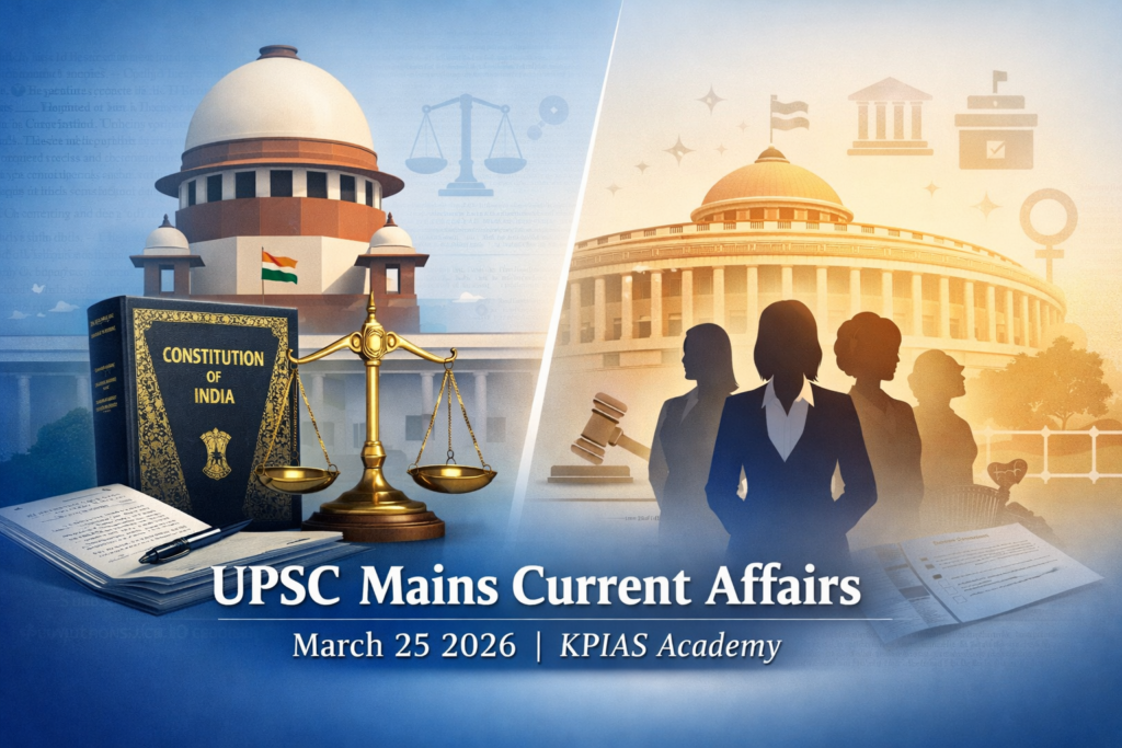 UPSC mains current affairs March 25 2026 covering SC status debate and Women Reservation Act