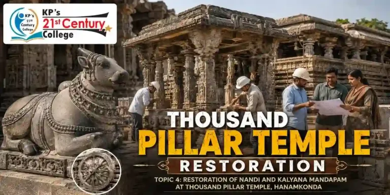 Restored Nandi and Kalyana Mandapam at Thousand Pillar Temple, Hanamkonda, Telangana