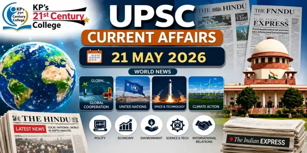 UPSC Current Affairs 21 May 2026 covering BCCI not under RTI Act and India energy storage renewable challenge by KPIAS Academy