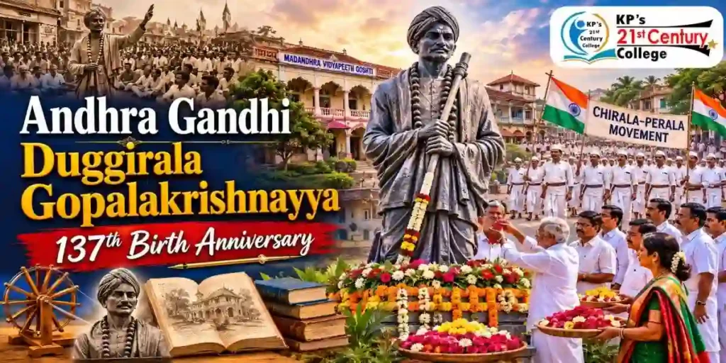Andhra Gandhi Gopalakrishnayya 137th birth anniversary portrait — APPSC current affairs by KPIAS Academy