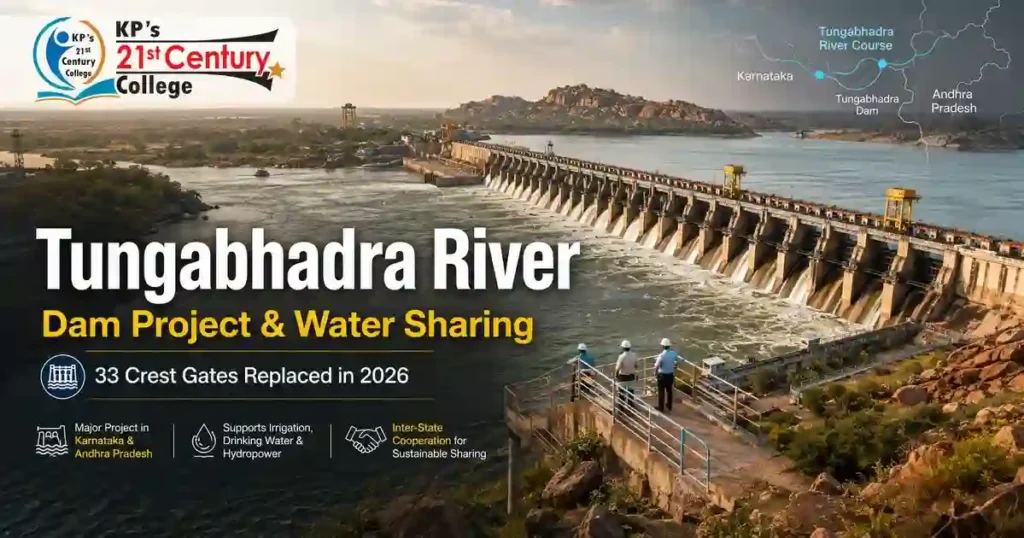 Tungabhadra Dam Project showing river course and inter-State water sharing
