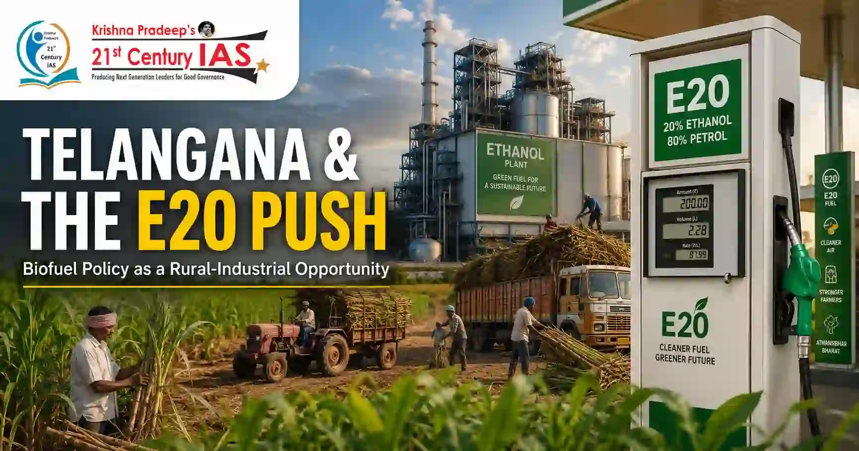 E20 Petrol Telangana promoting biofuel policy and rural industrial development