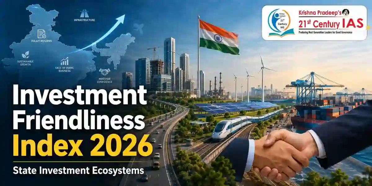 Investment Friendliness Index 2026 by NITI Aayog showing State investment ecosystem rankings.