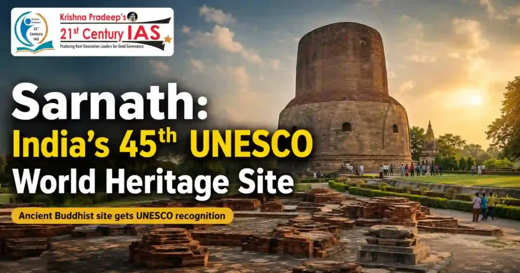 Sarnath UNESCO World Heritage site where Buddha delivered his first sermon.