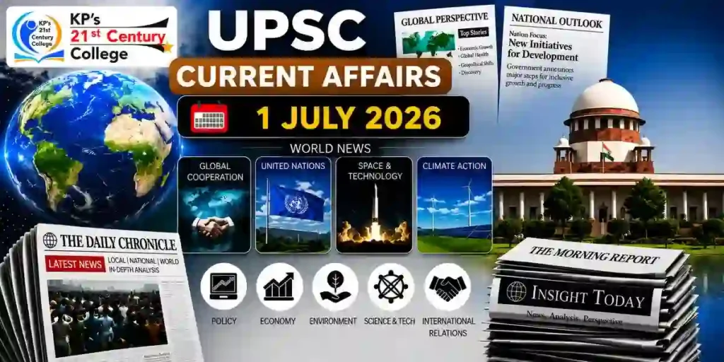 UPSC Current Affairs 1 July 2026 featuring today's major current affairs compilation