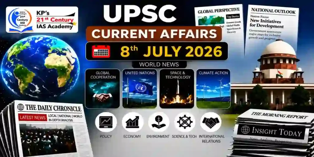 UPSC Current Affairs 8 July 2026 daily compilation covering key national developments