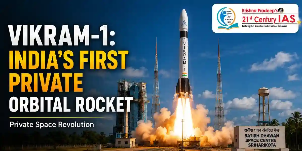 Vikram-1 Rocket launching during India's first private orbital mission from Sriharikota.