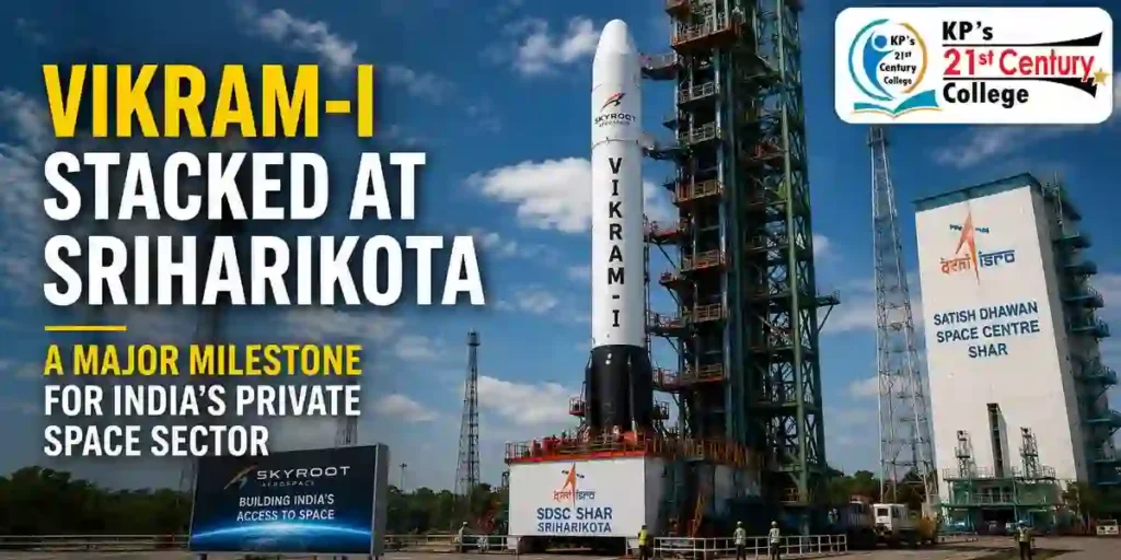 Vikram-I Rocket stacked at Sriharikota for India's first private orbital launch vehicle