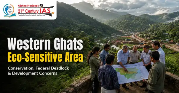 Map showing the Western Ghats Eco-Sensitive Area and proposed ESA coverage across six states