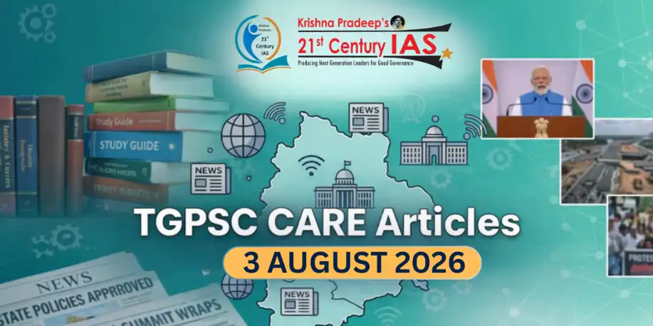 TGPSC Current Affairs 3 August 2026 covering today's important current affairs for TGPSC aspirants.
