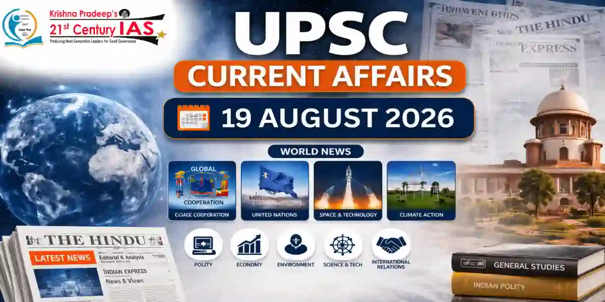 UPSC Current Affairs 19 August 2026 covering India’s coconut sector and lunar exploration