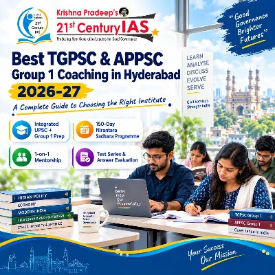 Best TGPSC and APPSC Group 1 coaching in Hyderabad — KPIAS Academy classroom and mentorship graphic