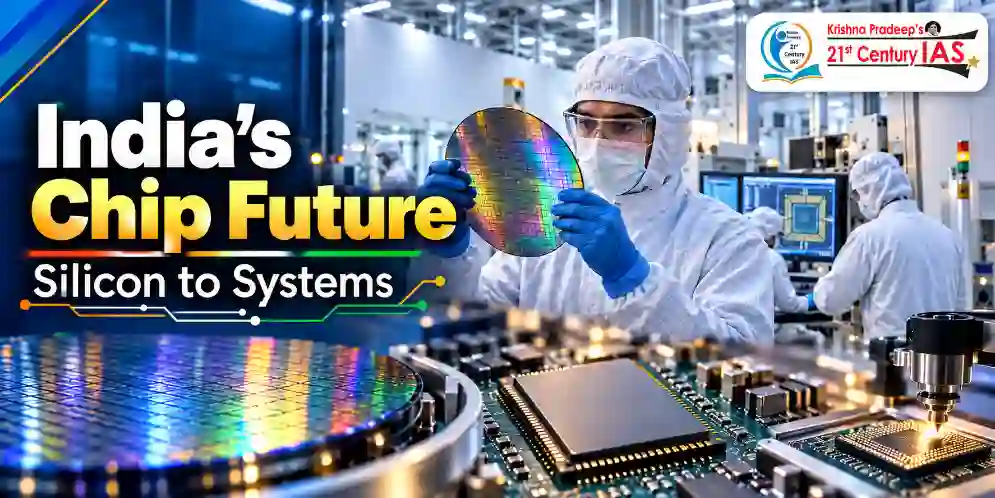 India Semiconductor Ecosystem showing chip fabrication, semiconductor wafers and advanced electronics